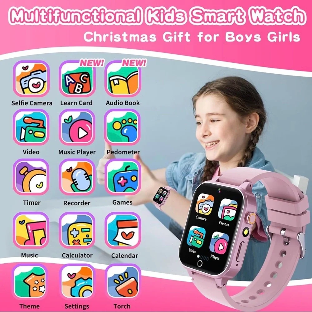 NIB Cosjoype Kids Smartwatch Music,Camera,Games,Touchscreen,Video, Tracker,Pink